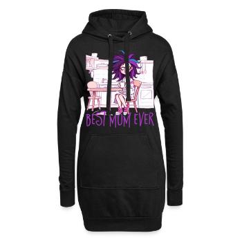Caricature of a woman - Best Mom ever 2 - Hoodie-Kleid - Schwarz - Vorne