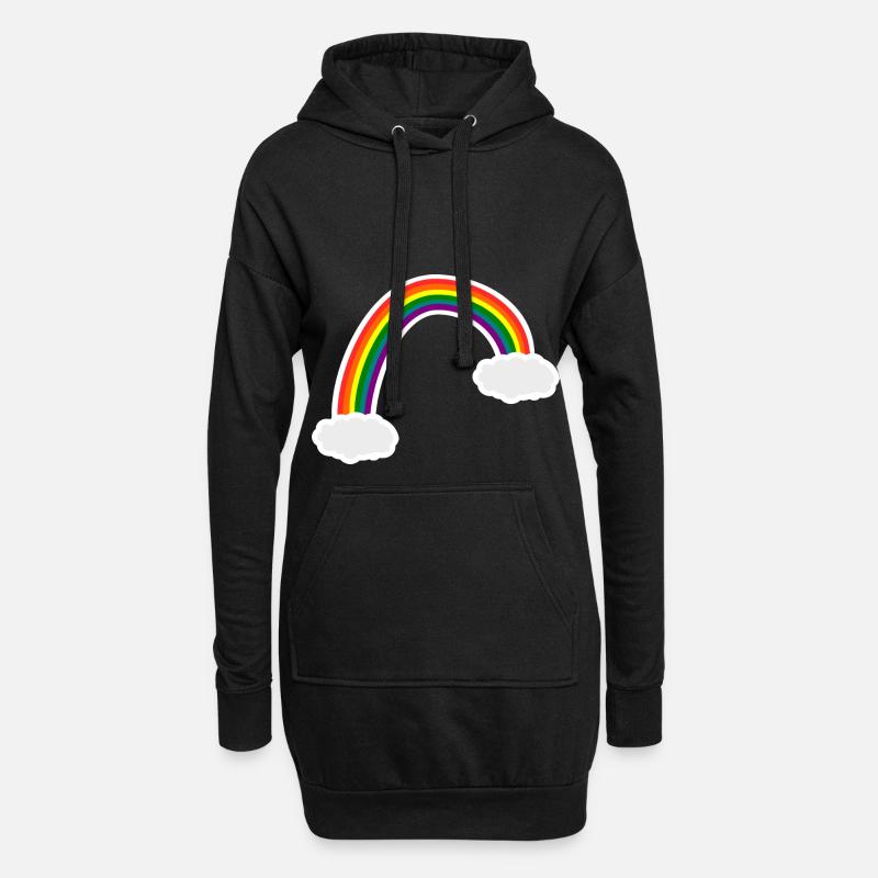 Rainbow clouds - Hoodie Dress - black
