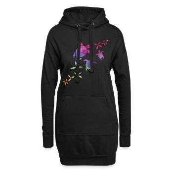 Tortues dans l’arc-en-ciel - Sweat-shirt à capuche long Femme - noir - Devant