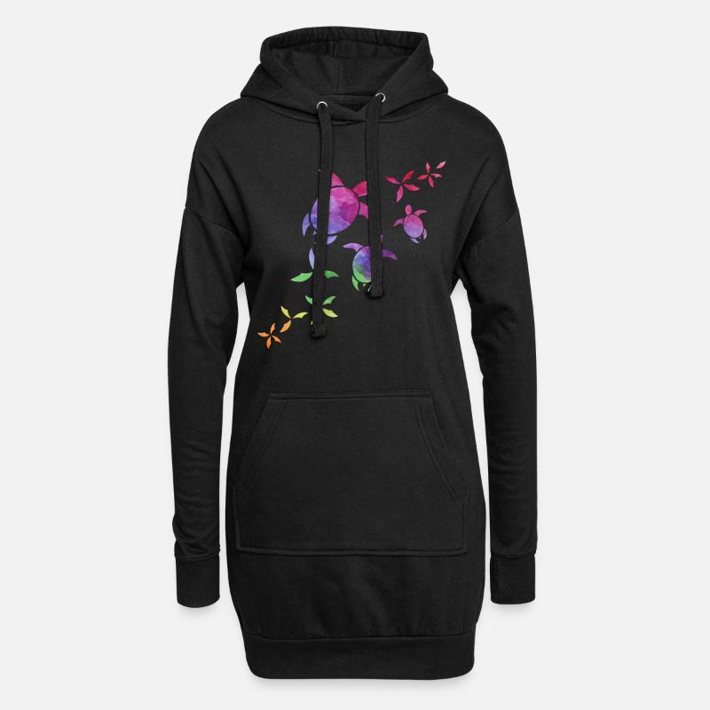 Schildkröten im Regenbogen - Hoodie-Kleid - Schwarz