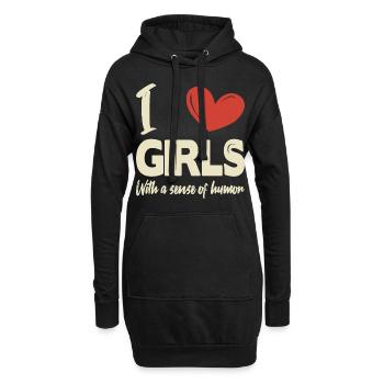 J’aime les filles - Sweat-shirt à capuche long Femme - noir - Devant