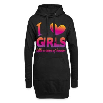 J’aime les filles - Sweat-shirt à capuche long Femme - noir - Devant