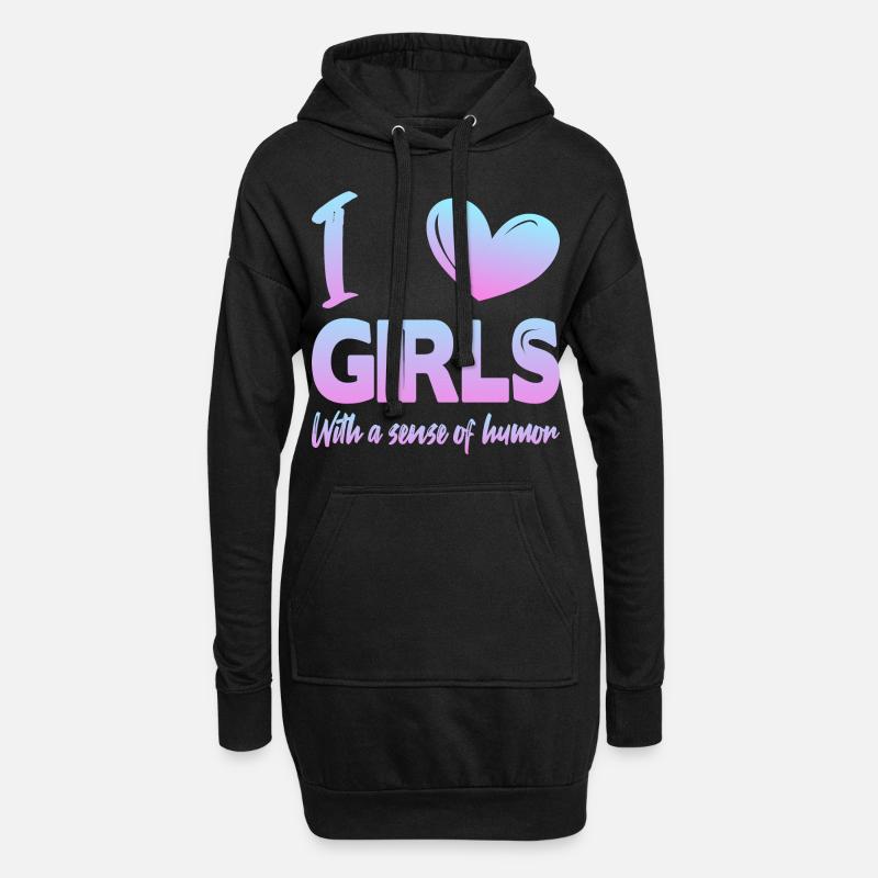 Ich liebe Mädchen - Hoodie-Kleid - Schwarz