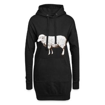 mouton mouton berger paysan agriculteur troupeau cadeau - Sweat-shirt à capuche long Femme - noir - Devant