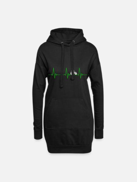 Herzschlag Traktor Landwirtschaft - Hoodie-Kleid - Schwarz