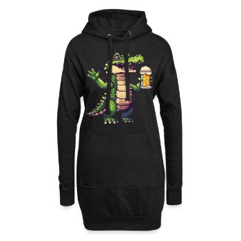 Bière Alligator Pixel - Sweat-shirt à capuche long Femme - noir - Devant