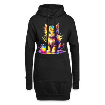 Colorful Kitty - Hoodie Dress - black - Front