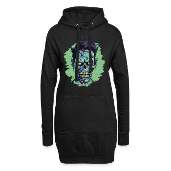 Horreur Punk Zombie Crâne - Sweat-shirt à capuche long Femme - noir - Devant