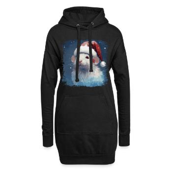 Coole Weihnachtsratte - Hoodie-Kleid - Schwarz - Vorne