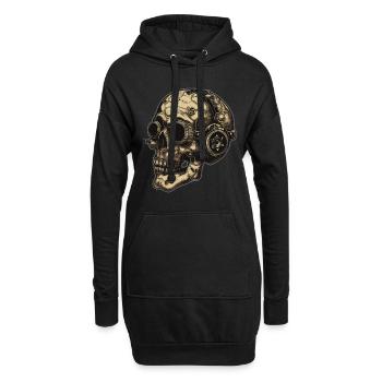 Dieselpunk Zombie Totenkopf - Hoodie-Kleid - Schwarz - Vorne