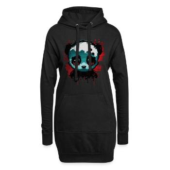 Trauriger niedlicher Panda - Hoodie-Kleid - Schwarz - Vorne
