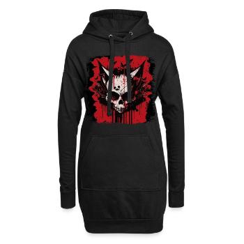 Crâne de chat zombie - Sweat-shirt à capuche long Femme - noir - Devant