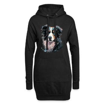Border Collie Chien - Sweat-shirt à capuche long Femme - noir - Devant