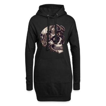 Dieselpunk Zombie Totenkopf - Hoodie-Kleid - Schwarz - Vorne