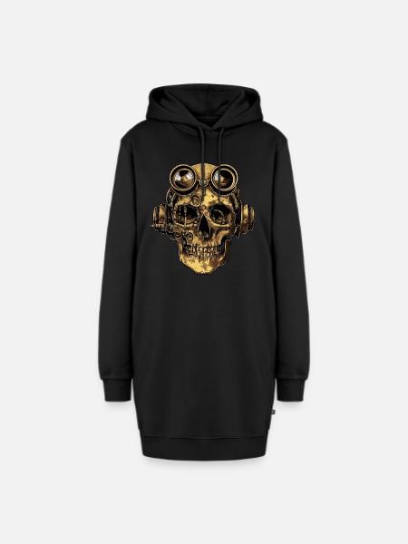 Steampunk Zombie Totenkopf - Hoodie-Kleid - Schwarz
