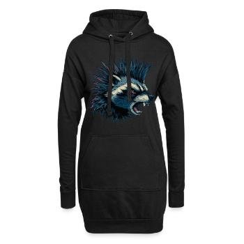 Punk raton laveur en colère - Sweat-shirt à capuche long Femme - noir - Devant