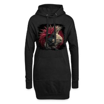 Cochon d’Inde Punk - Sweat-shirt à capuche long Femme - noir - Devant