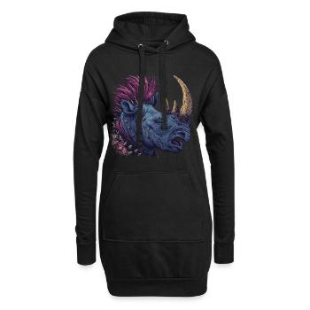 Fantasy Punkrock Nashorn - Hoodie-Kleid - Schwarz - Vorne