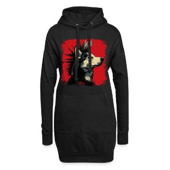 Husky Dog Punk - Hoodie-Kleid - Schwarz - Vorne