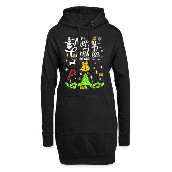 Frohe Weihnachten, Frohe Weihnachten, Frohe Weihnachten - Hoodie-Kleid - Schwarz - Vorne