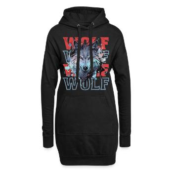Loup loup tête mystique Nature sauvage sauvage Art - Sweat-shirt à capuche long Femme - noir - Devant