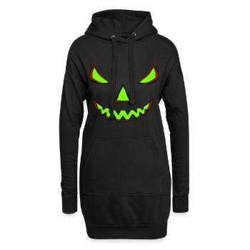 Halloween Kürbis Verkleidung Kostüm in grün lachen - Hoodie-Kleid - Schwarz - Vorne