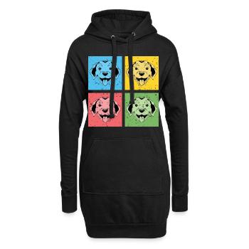 Hundeliebhaber Hunde Geschenk Pop Art Puggle - Hoodie-Kleid - Schwarz - Vorne