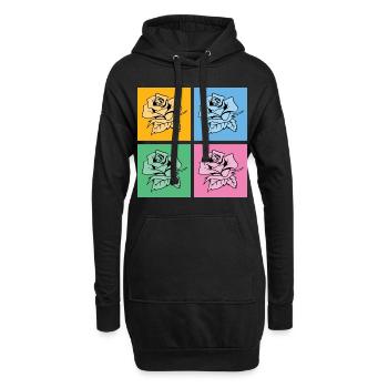 Nature Fleurs Jardinier Cadeau Pop Art Roses - Sweat-shirt à capuche long Femme - noir - Devant