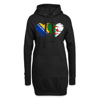 Bosnie Algérie drapeau coeur utilisé - Sweat-shirt à capuche long Femme - noir - Devant