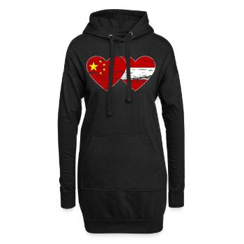 Coeur de drapeau de l’Autriche de la Chine utilisé - Sweat-shirt à capuche long Femme - noir - Devant