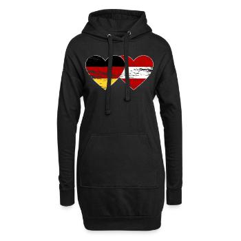 Deutschland Österreich Flagge Herz used - Hoodie-Kleid - Schwarz - Vorne