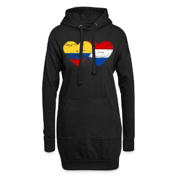 Colombie Hollande drapeau coeur utilisé - Sweat-shirt à capuche long Femme - noir - Devant