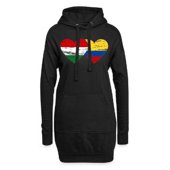 Hongrie Colombie drapeau coeur utilisé - Sweat-shirt à capuche long Femme - noir - Devant