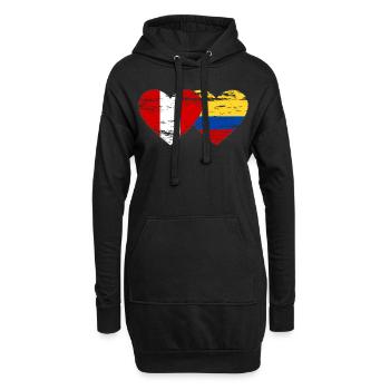 Peru Kolumbien Flagge Herz used - Hoodie-Kleid - Schwarz - Vorne