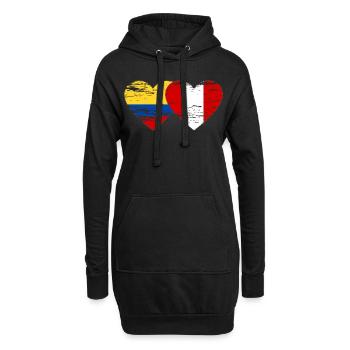 Colombie Pérou Drapeau Coeur Utilisé - Sweat-shirt à capuche long Femme - noir - Devant