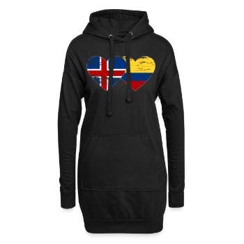 Islande Colombie drapeau coeur utilisé - Sweat-shirt à capuche long Femme - noir - Devant
