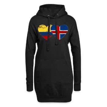 Colombie Islande drapeau coeur utilisé - Sweat-shirt à capuche long Femme - noir - Devant