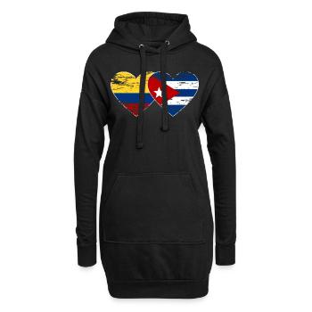 Colombie Cuba Drapeau Coeur utilisé - Sweat-shirt à capuche long Femme - noir - Devant