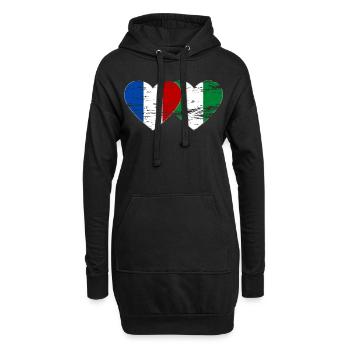 France Nigeria Drapeau Coeur Utilisé - Sweat-shirt à capuche long Femme - noir - Devant