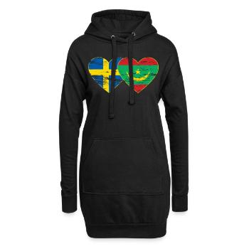 Suède Mauritanie Drapeau Coeur Utilisé - Sweat-shirt à capuche long Femme - noir - Devant