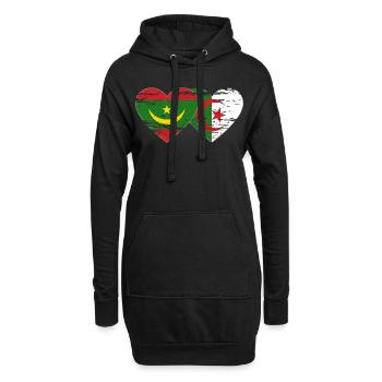 Algerien Mauretanien Flagge Herz used - Hoodie-Kleid - Schwarz - Vorne