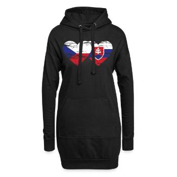 Tschechien Slowakei Flagge Herz used - Hoodie-Kleid - Schwarz - Vorne