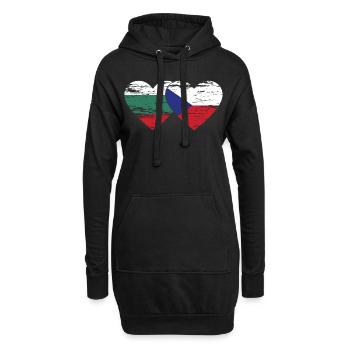 Bulgarie République tchèque Drapeau Coeur utilisé - Sweat-shirt à capuche long Femme - noir - Devant
