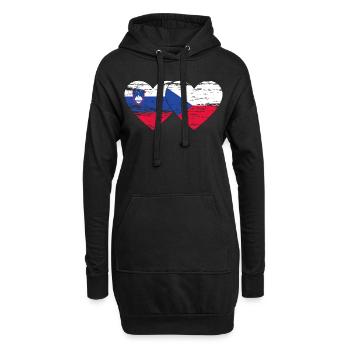 Slovénie République tchèque Drapeau Coeur utilisé - Sweat-shirt à capuche long Femme - noir - Devant