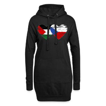 Palestine, République tchèque, drapeau coeur utilisé - Sweat-shirt à capuche long Femme - noir - Devant