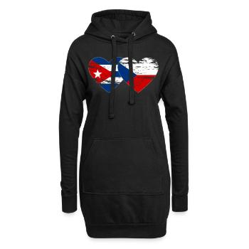 Kuba Tschechien Flagge Herz used - Hoodie-Kleid - Schwarz - Vorne