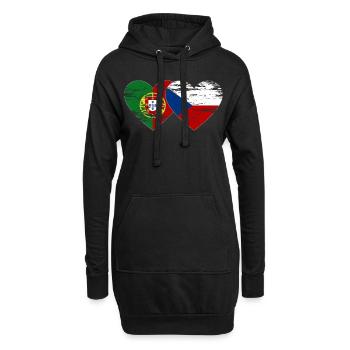 Portugal Drapeau de la République tchèque coeur utilisé - Sweat-shirt à capuche long Femme - noir - Devant
