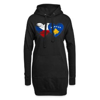 Tschechien Kosovo Flagge Herz used - Hoodie-Kleid - Schwarz - Vorne