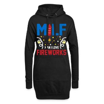 Man I Love Fireworks USA Drapeau 4 juillet - Sweat-shirt à capuche long Femme - noir - Devant