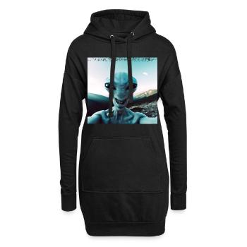Alien Selfie in den Bergen - Hoodie-Kleid - Schwarz - Vorne